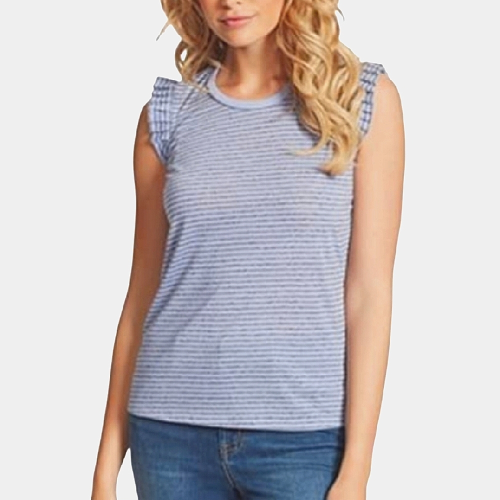 JESSICA SIMPSON Striped Ruffle Sleeve Top